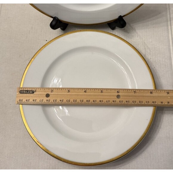 Vintage Vignaud Limoges (4) Salad Plates 8.25” White Gold Trim VIG64 France - Picture 2 of 6